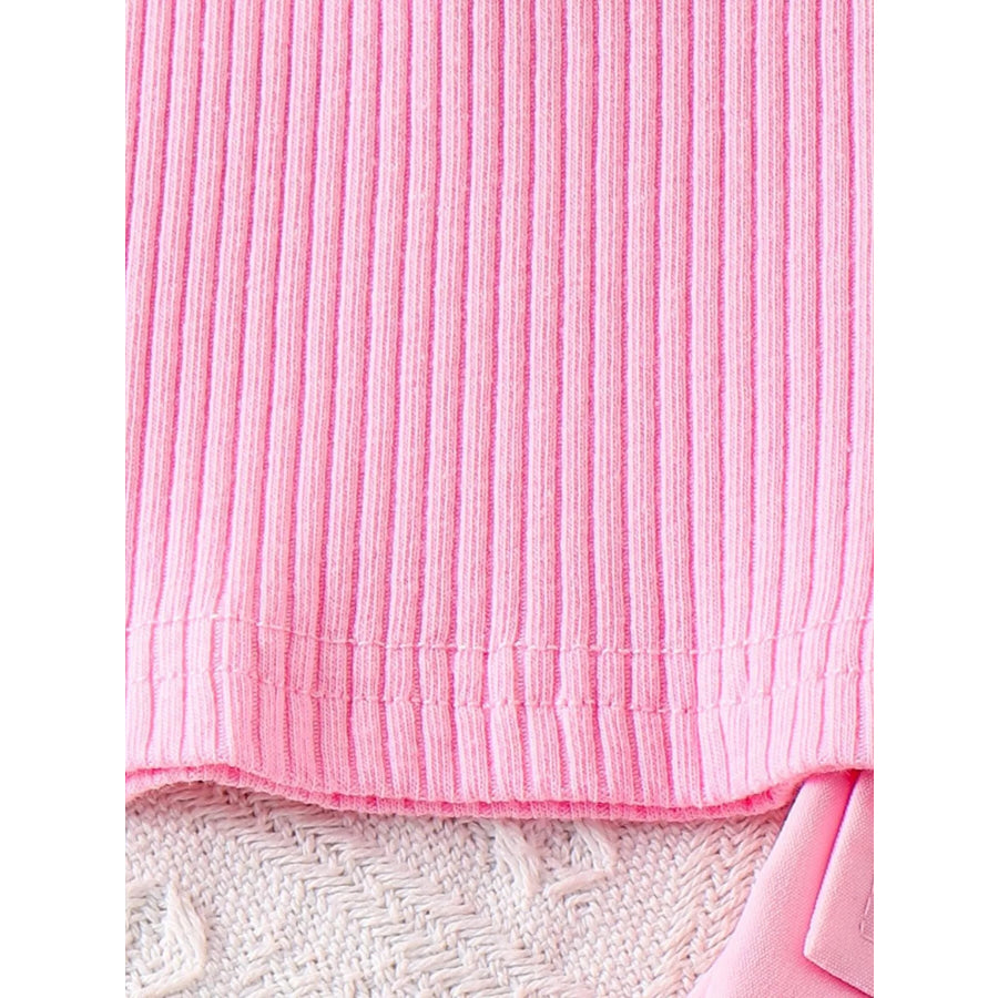 Children’s Ribbed Knit Polo Top and Scalloped Pocket Shorts Set Apparel and Accessories