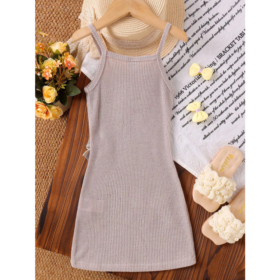 Children’s Ribbed Knit Spaghetti Strap Dress with Bow Apparel and Accessories