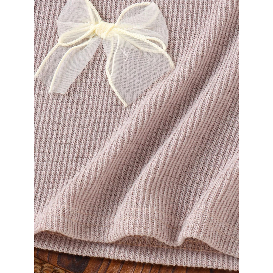 Children’s Ribbed Knit Spaghetti Strap Dress with Bow Apparel and Accessories