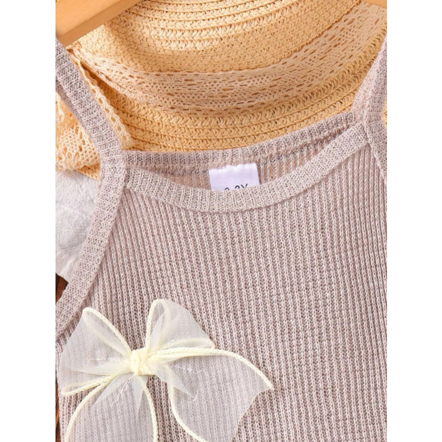 Children’s Ribbed Knit Spaghetti Strap Dress with Bow Apparel and Accessories
