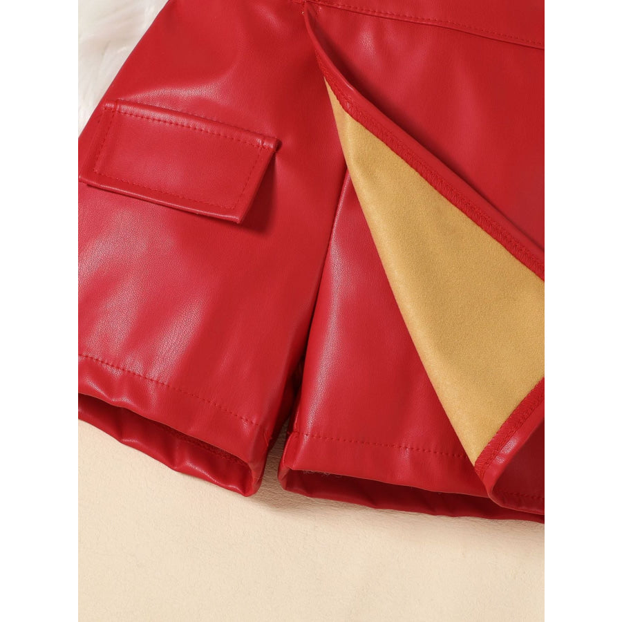Children’s Ribbed Knit Top and Leather Skirt Set Apparel and Accessories