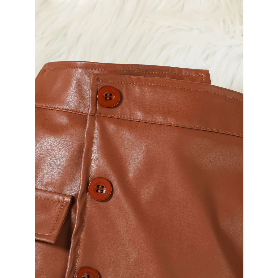 Children’s Ribbed Knit Top and Leather Skirt Set Apparel and Accessories