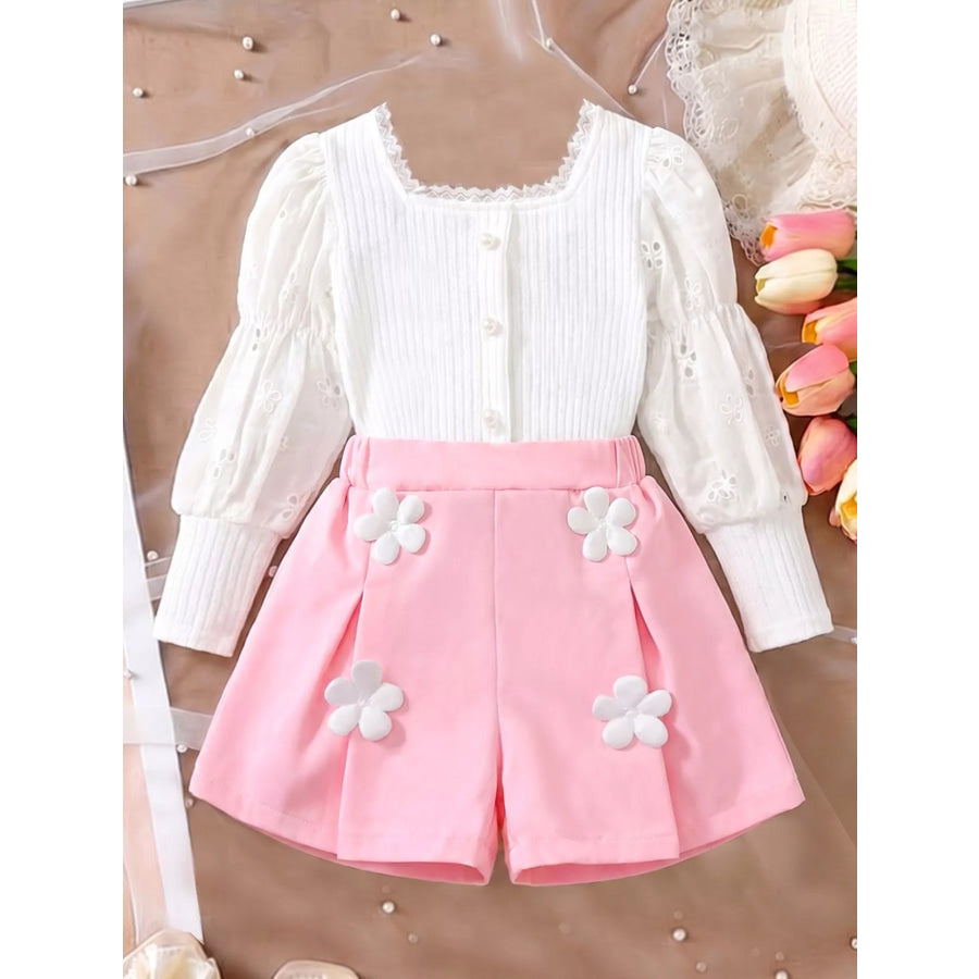 Children’s Ribbed Knit Top and Shorts Set White / 4Y Apparel Accessories