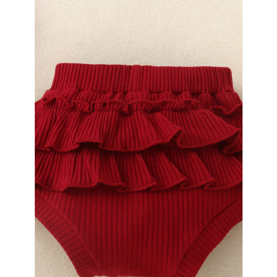 Children’s Ribbed Ruffle Trim Bodysuit & Shorts Set Apparel and Accessories
