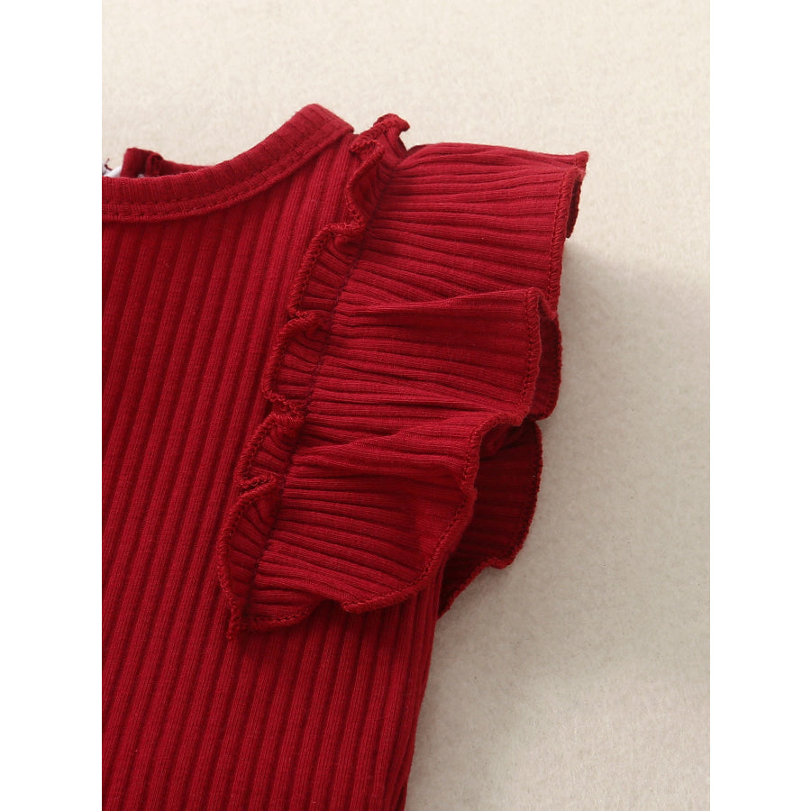 Children’s Ribbed Ruffle Trim Bodysuit & Shorts Set Apparel and Accessories