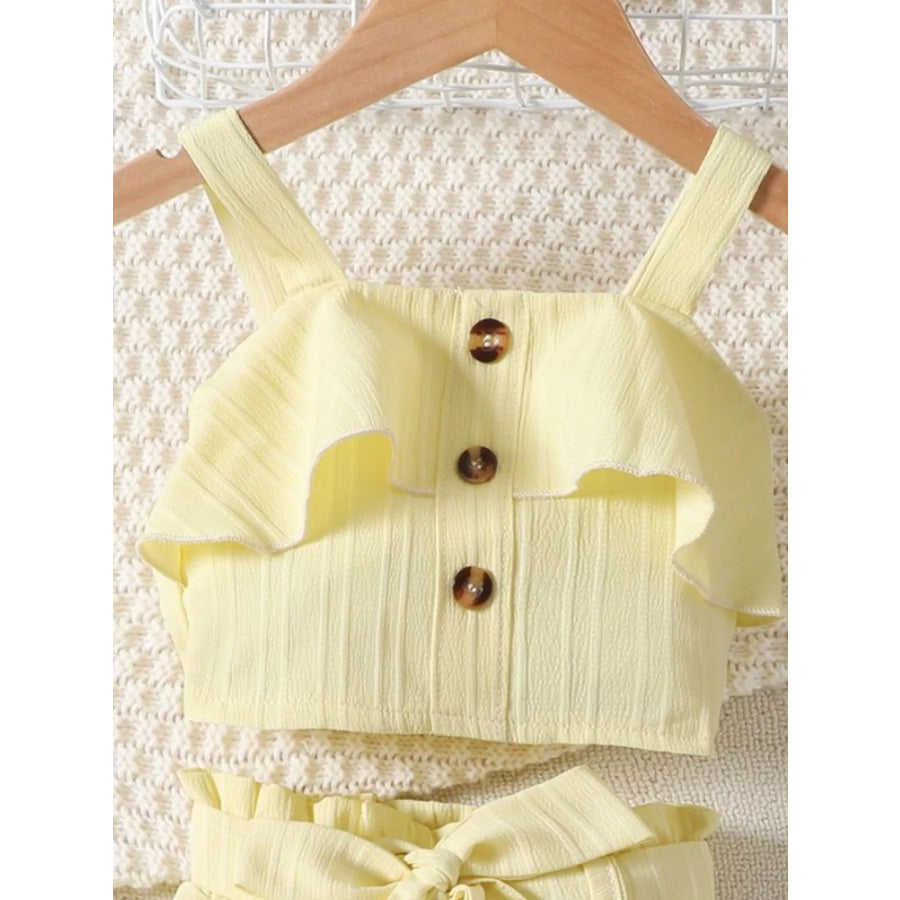 Children’s Ribbed Ruffle Trim Top & Shorts Set Apparel and Accessories