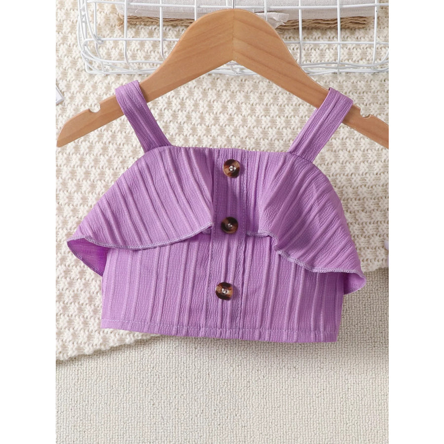 Children’s Ribbed Ruffle Trim Top & Shorts Set Apparel and Accessories