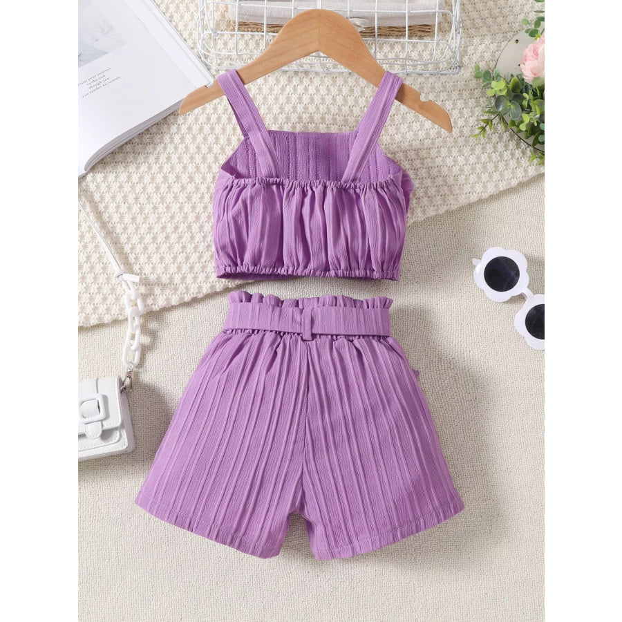 Children’s Ribbed Ruffle Trim Top & Shorts Set Apparel and Accessories