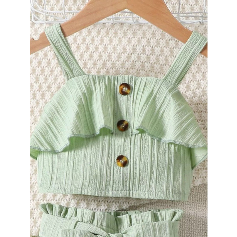 Children’s Ribbed Ruffle Trim Top & Shorts Set Apparel and Accessories