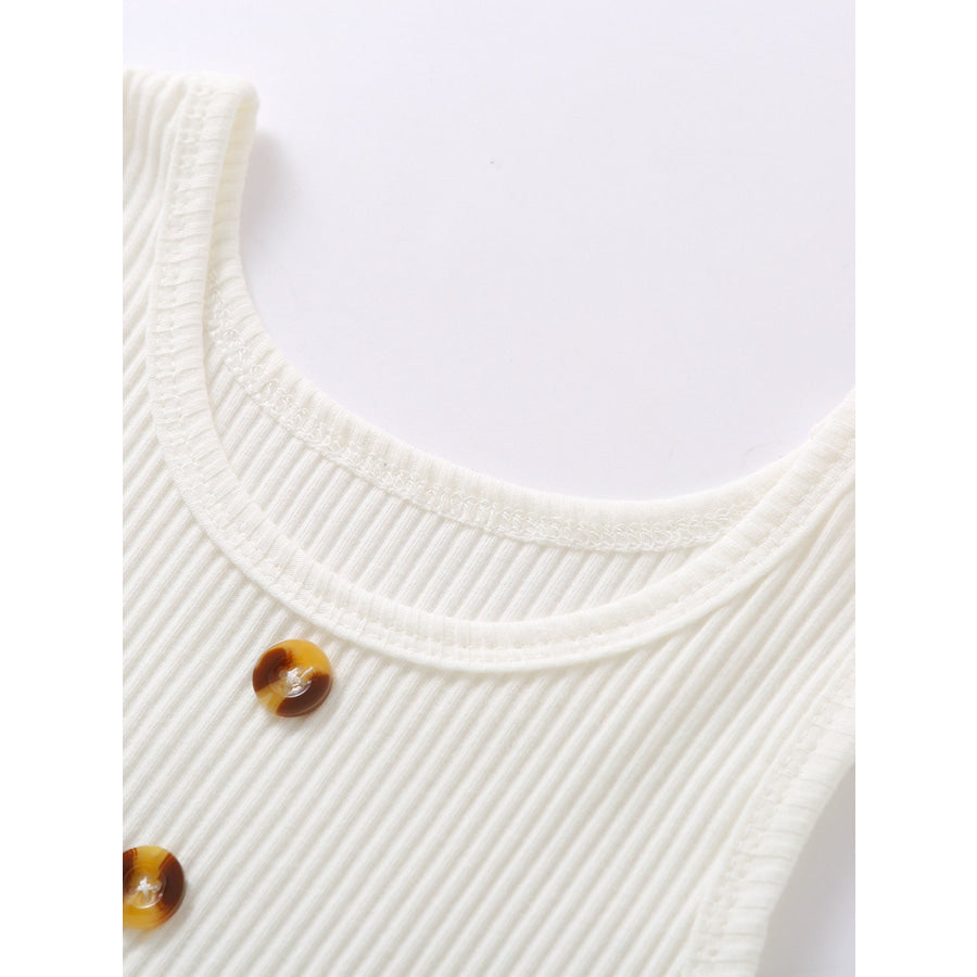 Children’s Ribbed Tank Top and Flare Jeans Set White / 18-24M Apparel and Accessories
