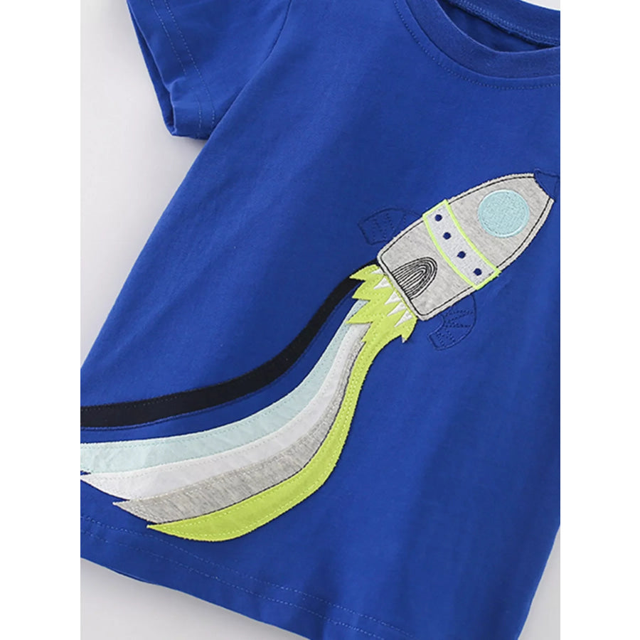Children’s Rocket Applique Short Sleeve T-Shirt Apparel and Accessories