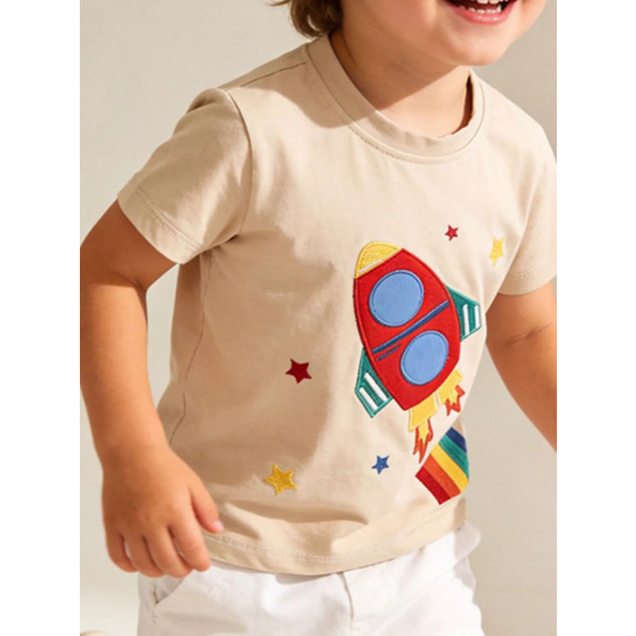 Children’s Rocket Embroidered Short Sleeve T-Shirt Apparel and Accessories