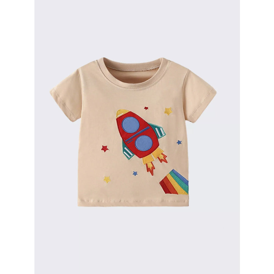 Children’s Rocket Embroidered Short Sleeve T-Shirt Apparel and Accessories