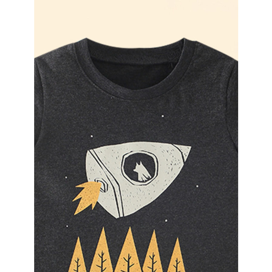 Children’s Rocket Graphic Casual T-Shirt Apparel and Accessories