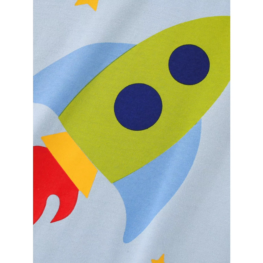Children’s Rocket Graphic Round Neck T-Shirt Apparel and Accessories