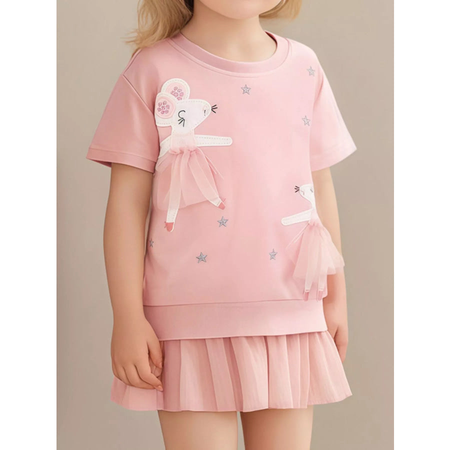 Children’s Round Neck Short Sleeve Sweatshirt Dress Blush Pink / 2Y Apparel and Accessories