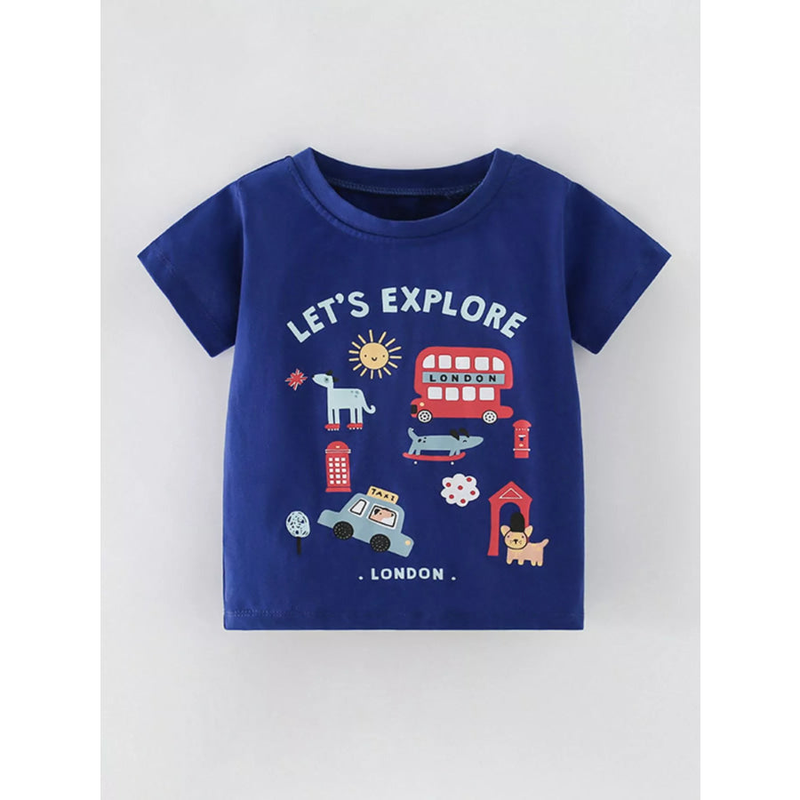 Children’s Round Neck Short Sleeve T-Shirt Indigo / 5Y Apparel and Accessories