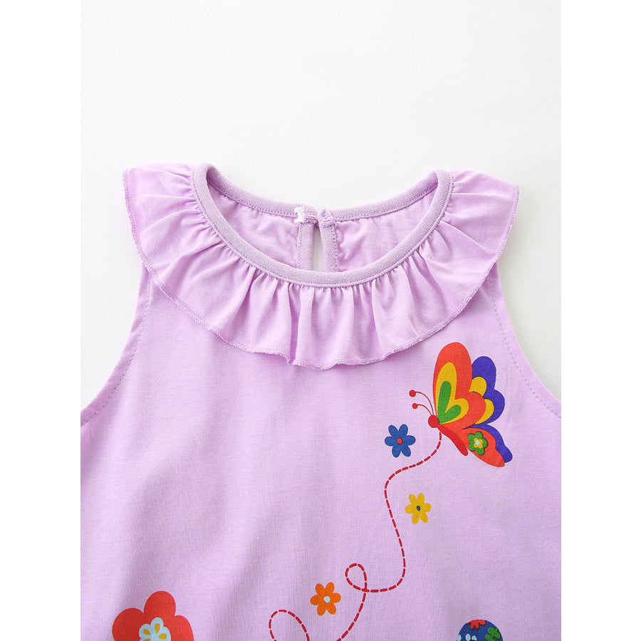 Children’s Ruffle Collar Floral A-Line Dress Apparel and Accessories