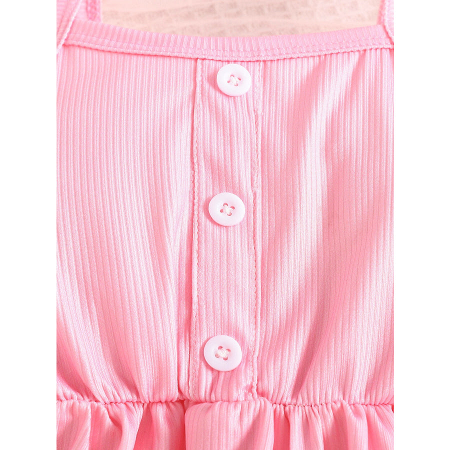 Children’s Ruffle Hem Tank Top with Flare Pants and Headband Set Apparel and Accessories