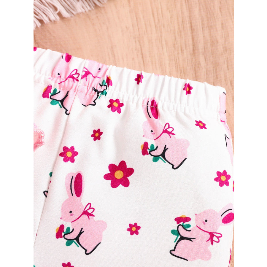 Children’s Ruffle Hem Tank Top with Flare Pants and Headband Set Apparel and Accessories