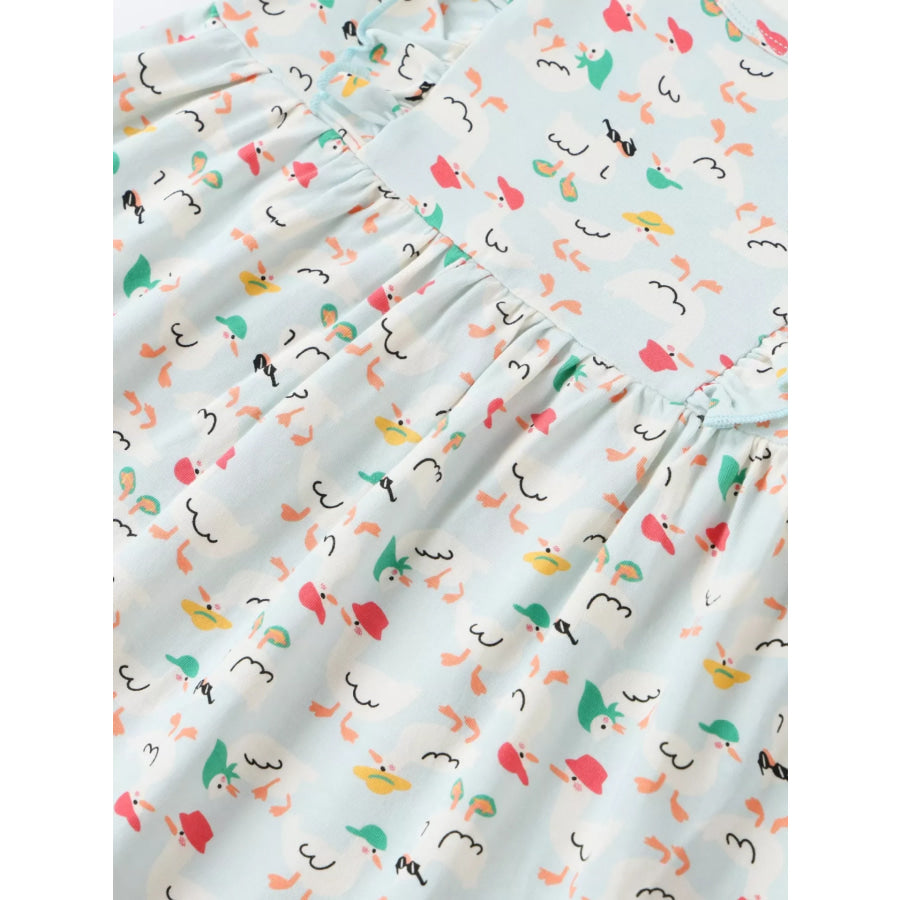 Children’s Ruffle Sleeve Cartoon Print Dress Apparel and Accessories
