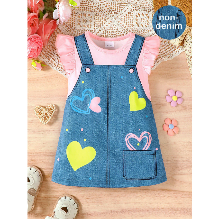 Children’s Ruffle Sleeve Round Neck Dress Pink / 6-9M Apparel and Accessories