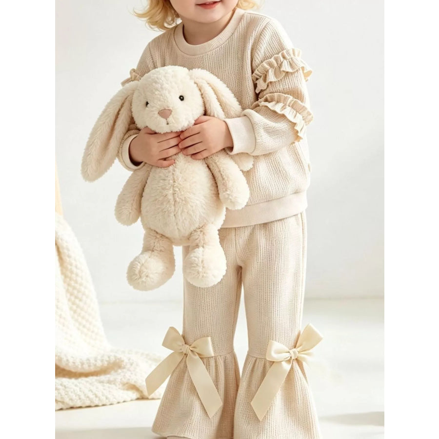 Children’s Ruffle Sleeve Top and Bow Flare Pant Set Apparel Accessories