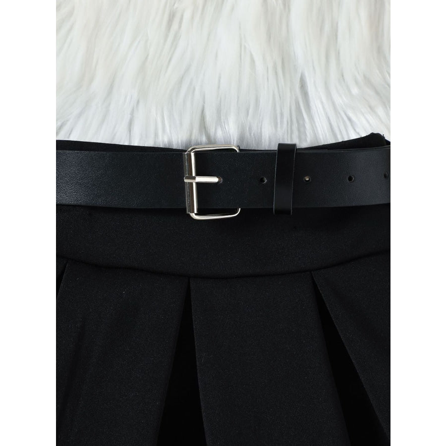 Children’s Ruffle Sleeve Top & Pleated Skirt Set with Hat and Belt Apparel and Accessories