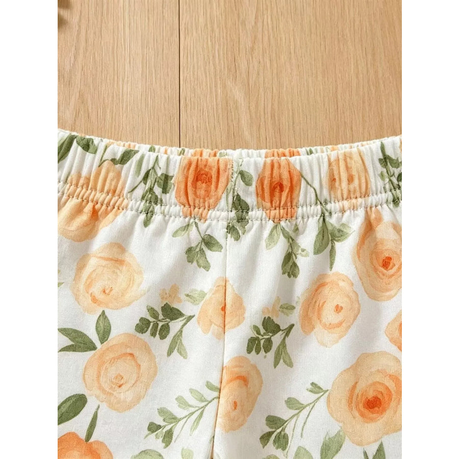 Children’s Ruffle Top & Floral Print Pants Set Apparel and Accessories