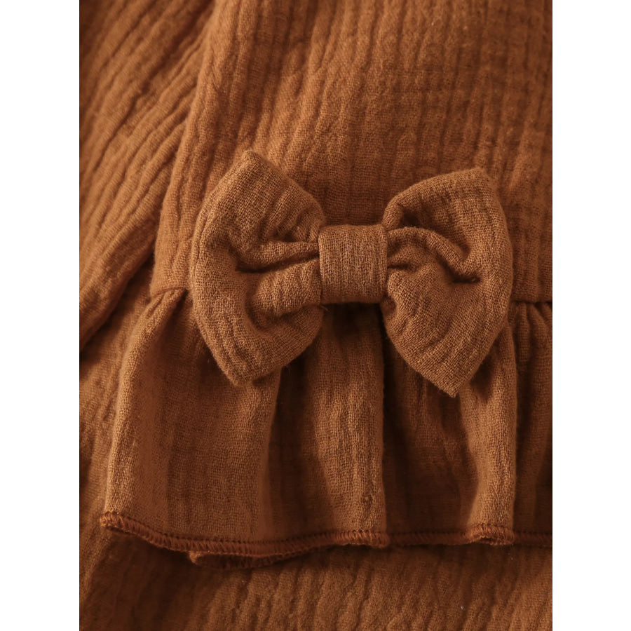 Children’s Ruffle Trim Bow Decor Baby Set Apparel and Accessories