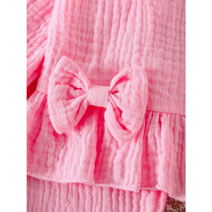 Children’s Ruffle Trim Bow Decor Baby Set Apparel and Accessories