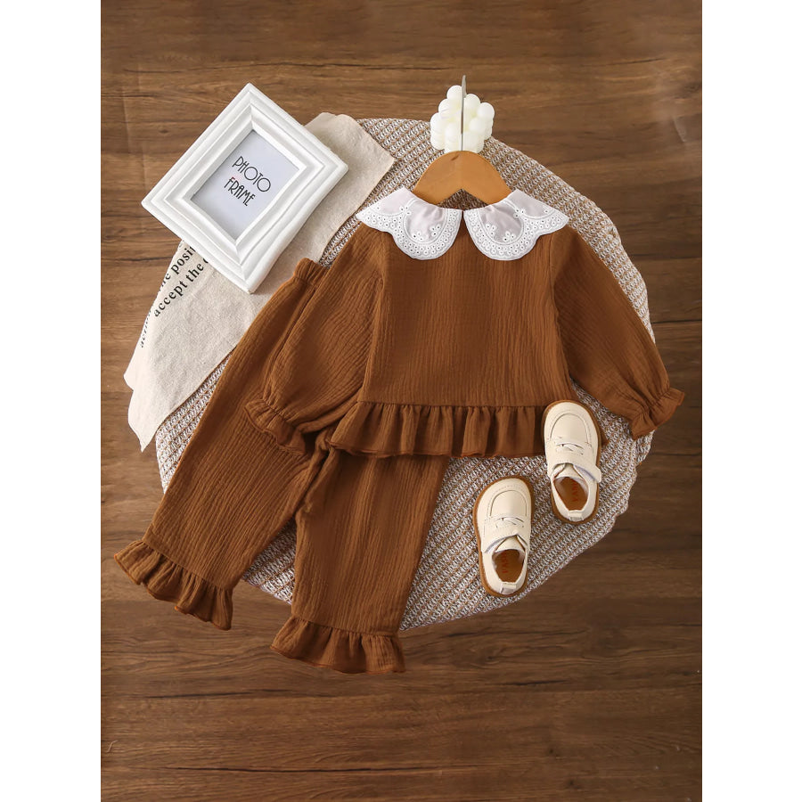 Children’s Ruffle Trim Bow Decor Baby Set Apparel and Accessories