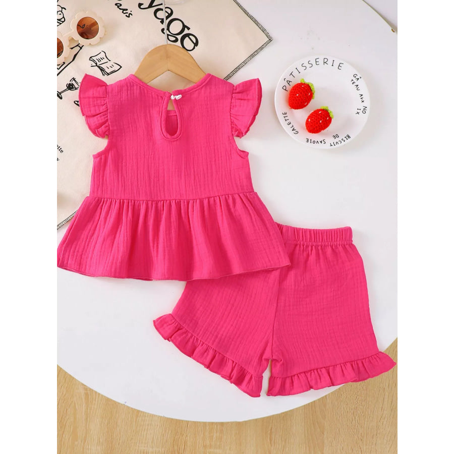 Children’s Ruffle Trim Bowknot Top & Shorts Set Apparel and Accessories