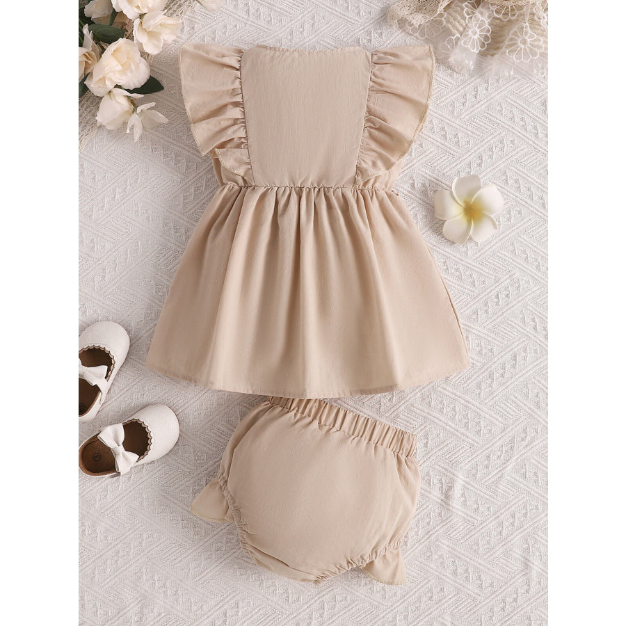 Children’s Ruffle Trim Button Front Top and Shorts Set Apparel and Accessories