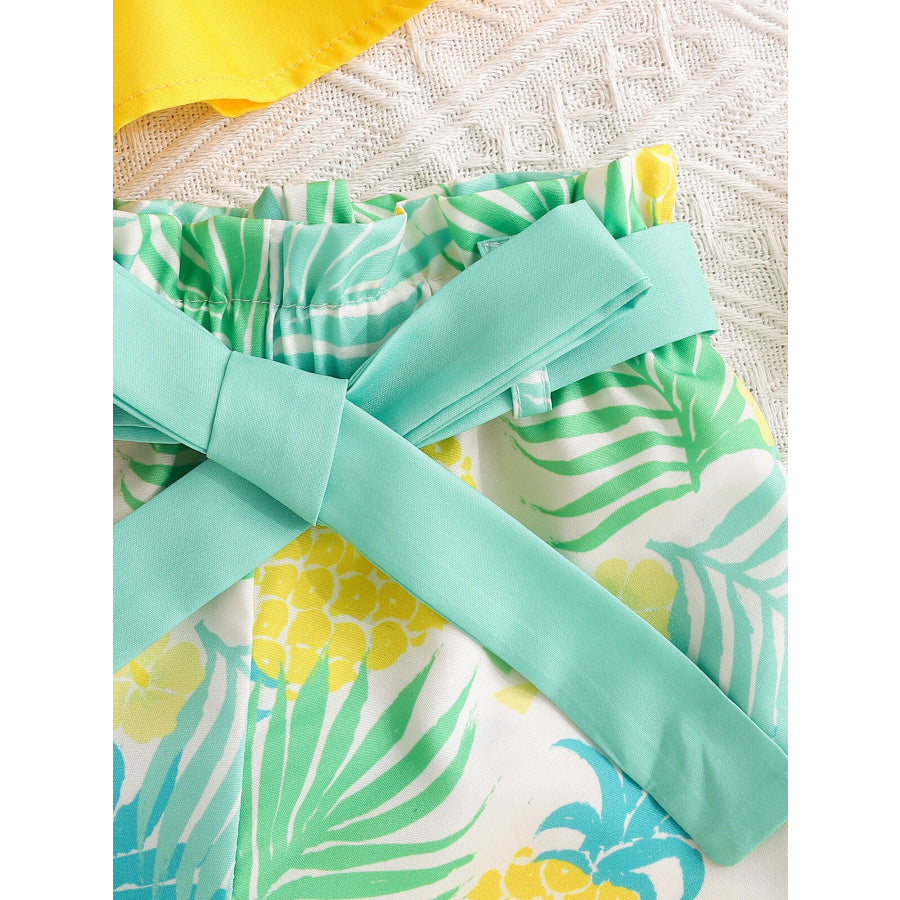 Children’s Ruffle Trim Layered Cami Top & Pineapple Print Shorts Set Apparel and Accessories