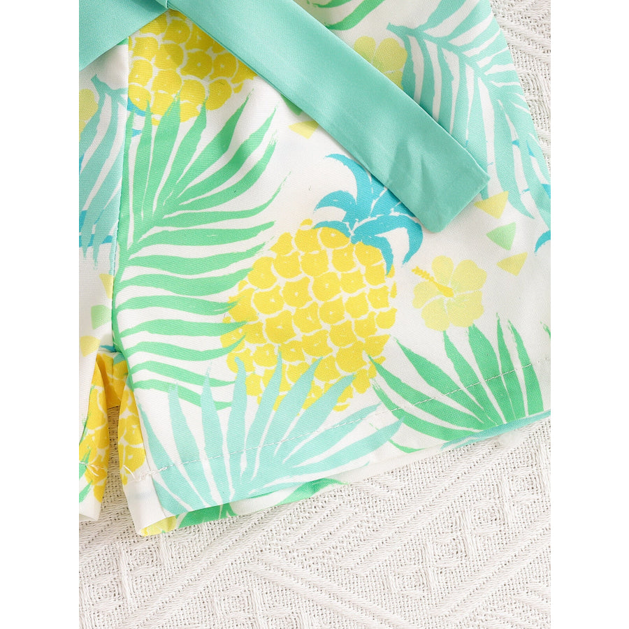 Children’s Ruffle Trim Layered Cami Top & Pineapple Print Shorts Set Apparel and Accessories