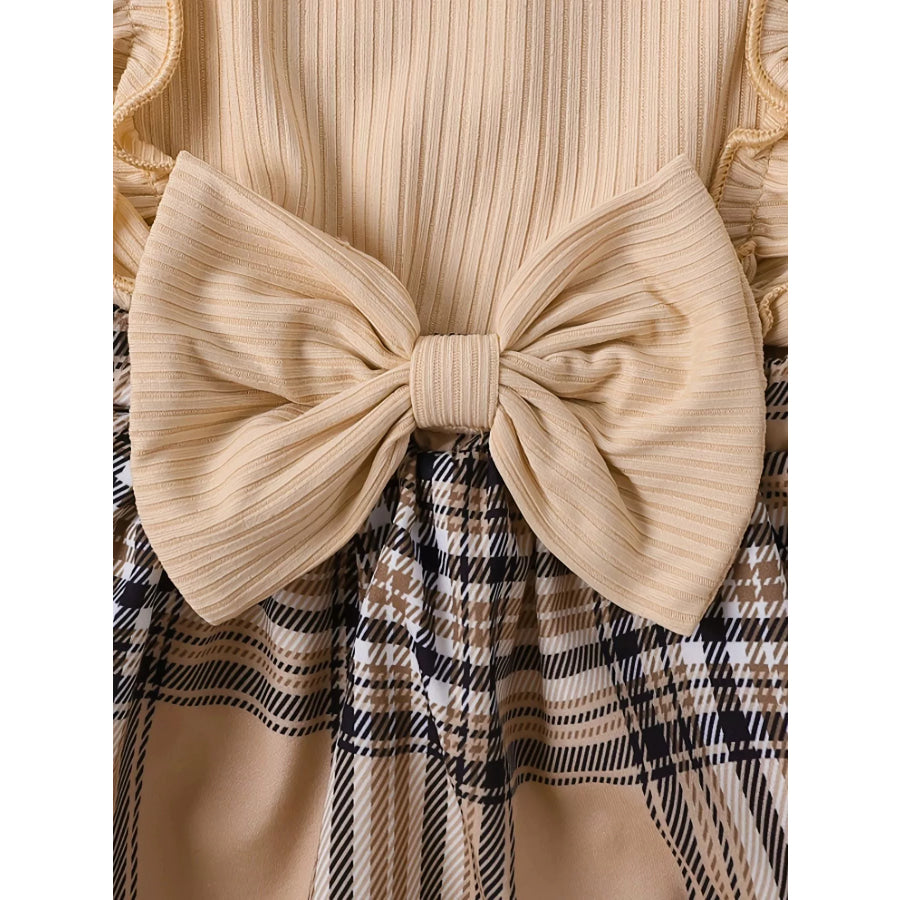 Children’s Ruffle Trim Plaid Dress with Headband Set Apparel and Accessories