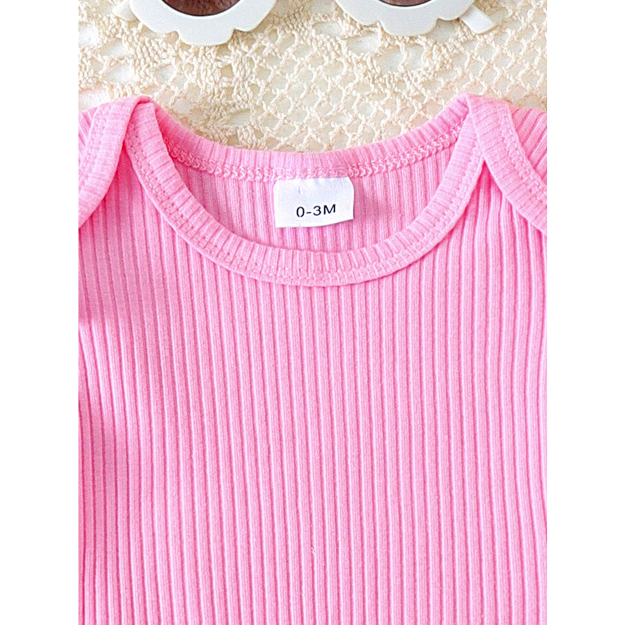 Children’s Ruffle Trim Ribbed Top and Daisy Overalls Set Apparel Accessories