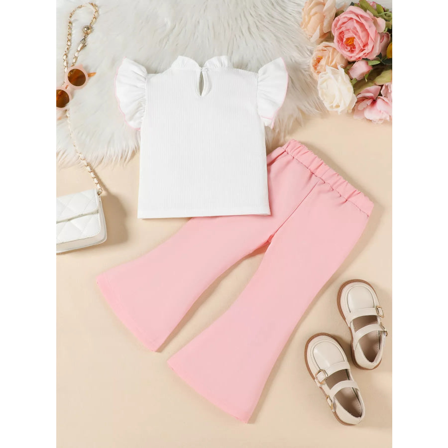 Children’s Ruffle Trim Top and Flare Leg Pants Set Apparel and Accessories