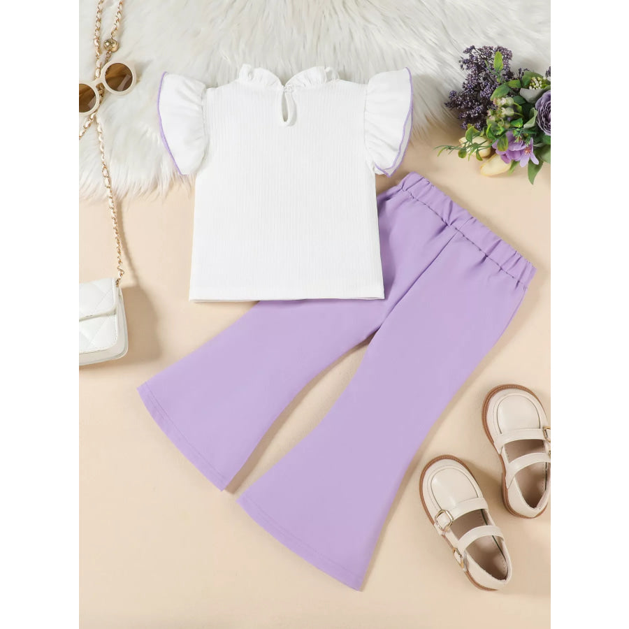 Children’s Ruffle Trim Top and Flare Leg Pants Set Apparel and Accessories