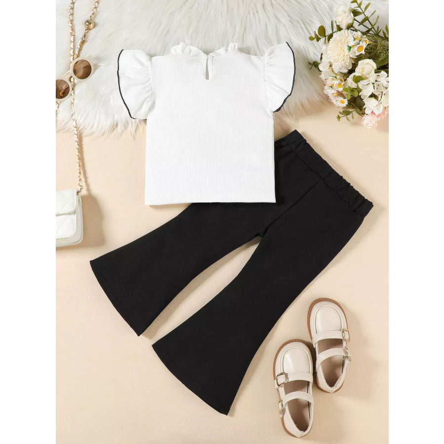 Children’s Ruffle Trim Top and Flare Leg Pants Set Apparel and Accessories