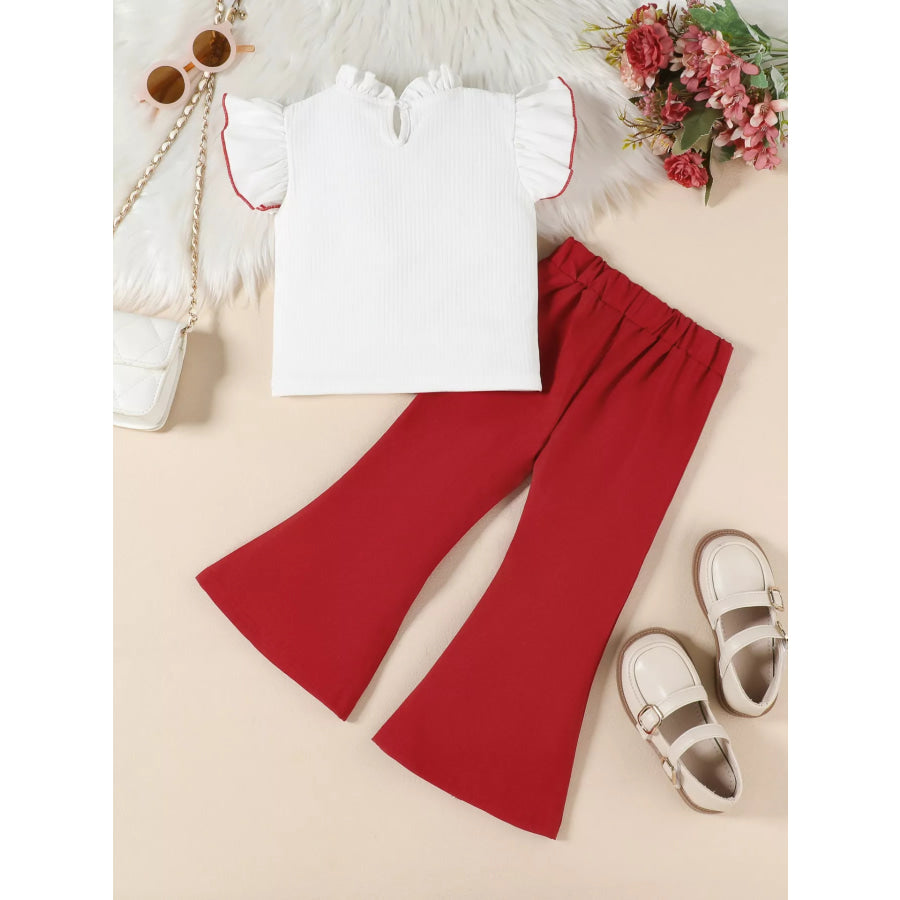 Children’s Ruffle Trim Top and Flare Leg Pants Set Apparel and Accessories