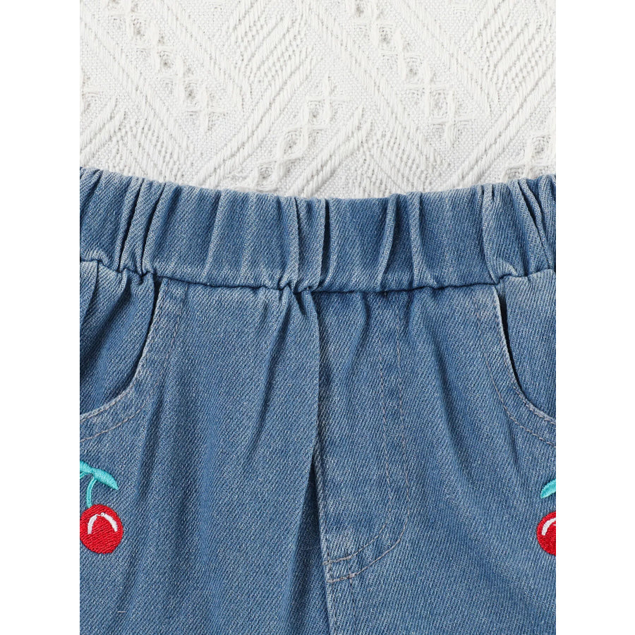 Children’s Ruffle Trim Top & Denim Shorts Set Apparel and Accessories