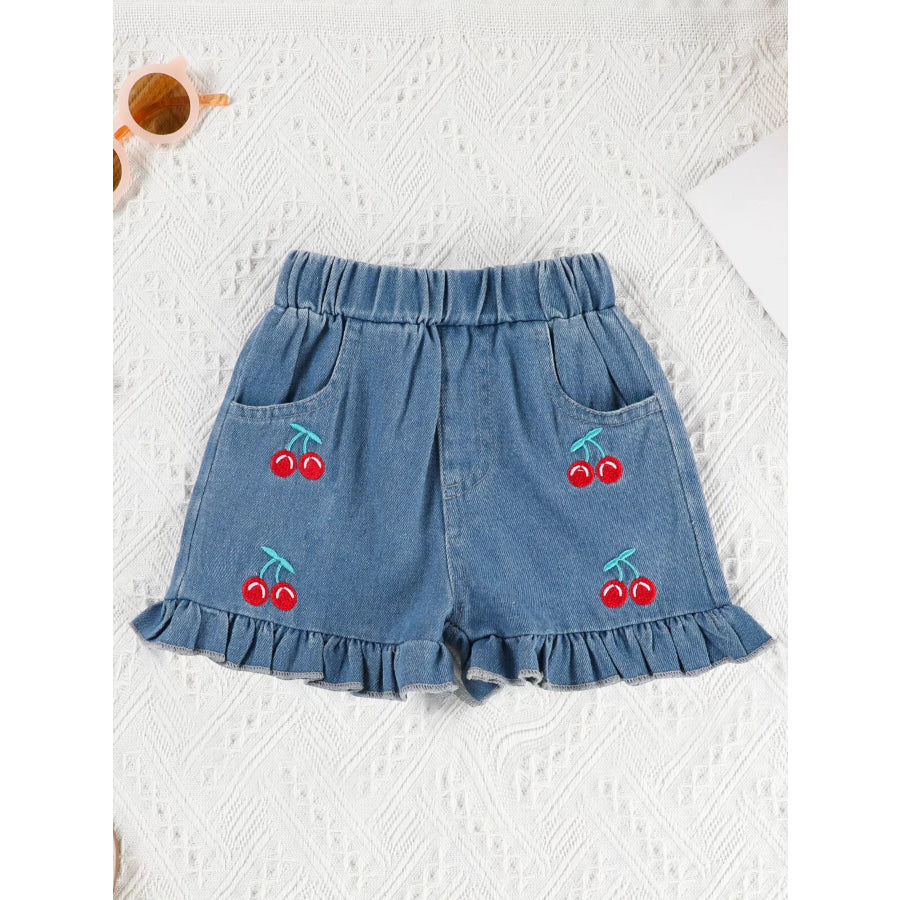 Children’s Ruffle Trim Top & Denim Shorts Set White / 18-24M Apparel and Accessories