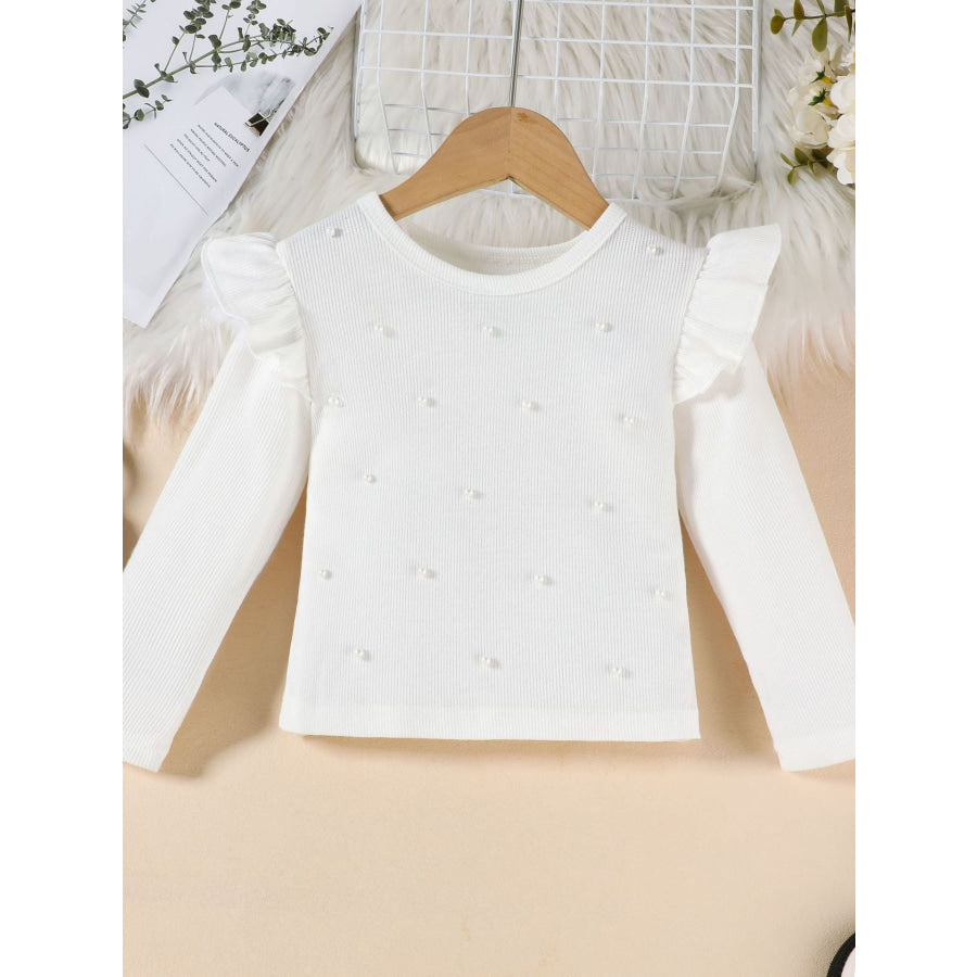 Children’s Ruffle Trim Top & Faux Leather Pleated Skirt Set Apparel and Accessories