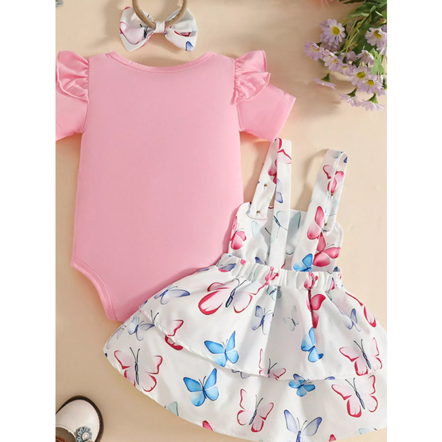Children’s Ruffled Bodysuit and Dress Set with Headband Apparel and Accessories