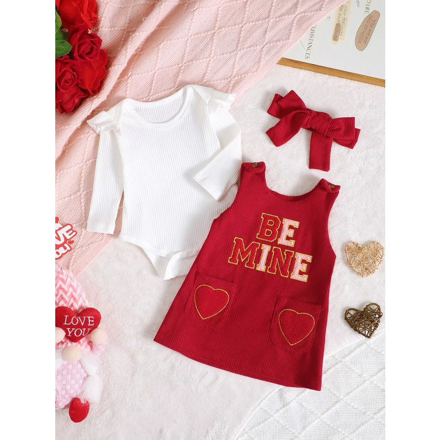 Children’s Ruffled Bodysuit and Dress Set with Headband Be / 0-3M Apparel and Accessories