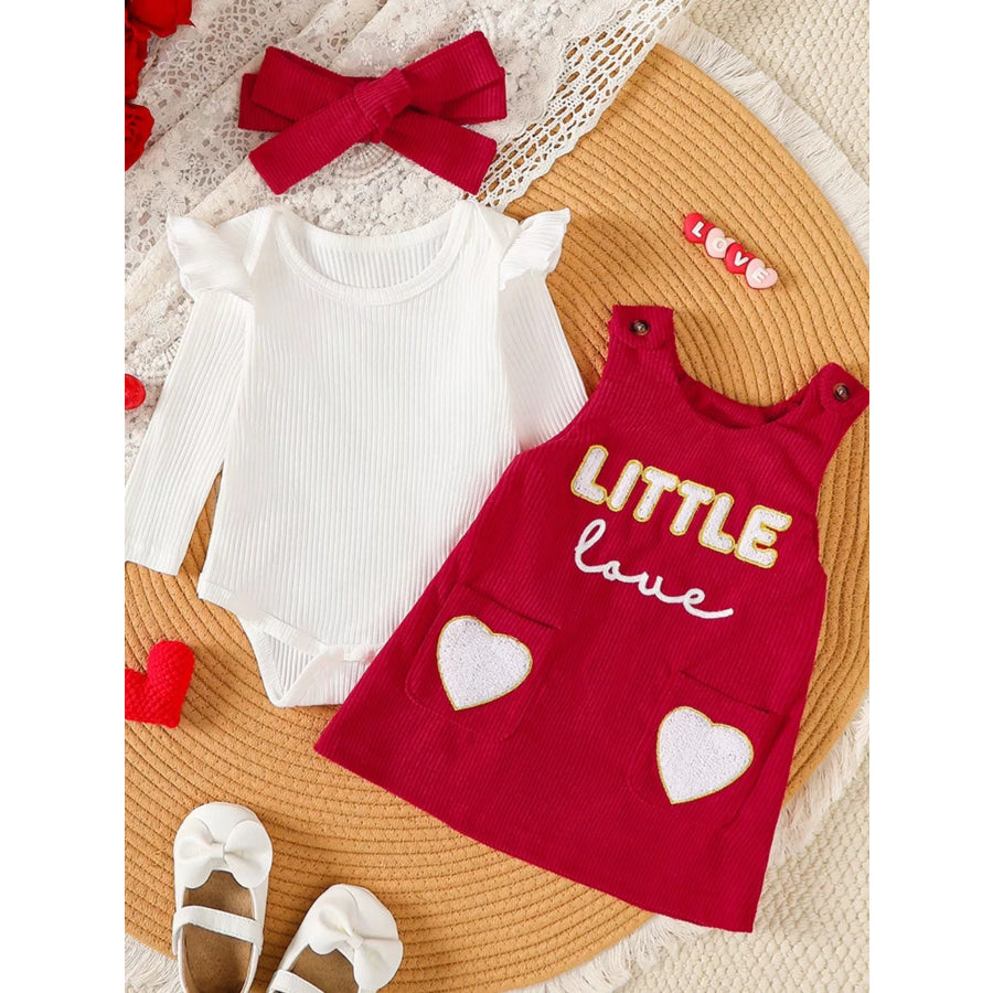 Children’s Ruffled Bodysuit and Dress Set with Headband Little / 0-3M Apparel and Accessories