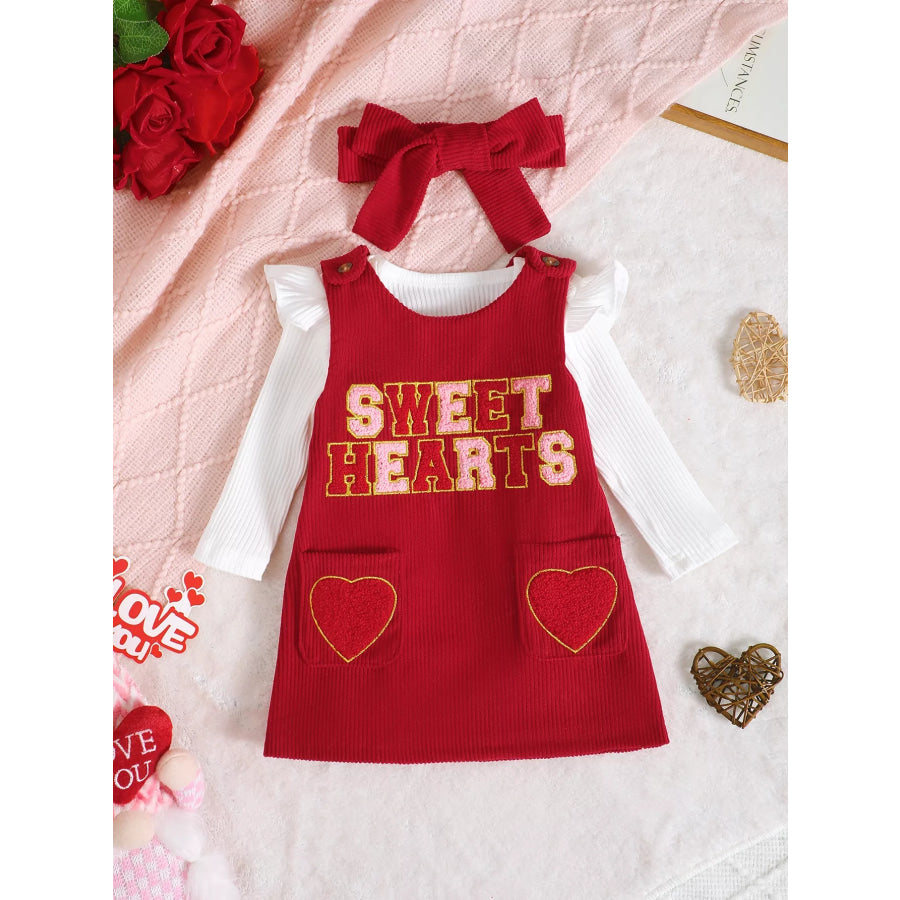 Children’s Ruffled Bodysuit and Dress Set with Headband Sweet / 0-3M Apparel and Accessories