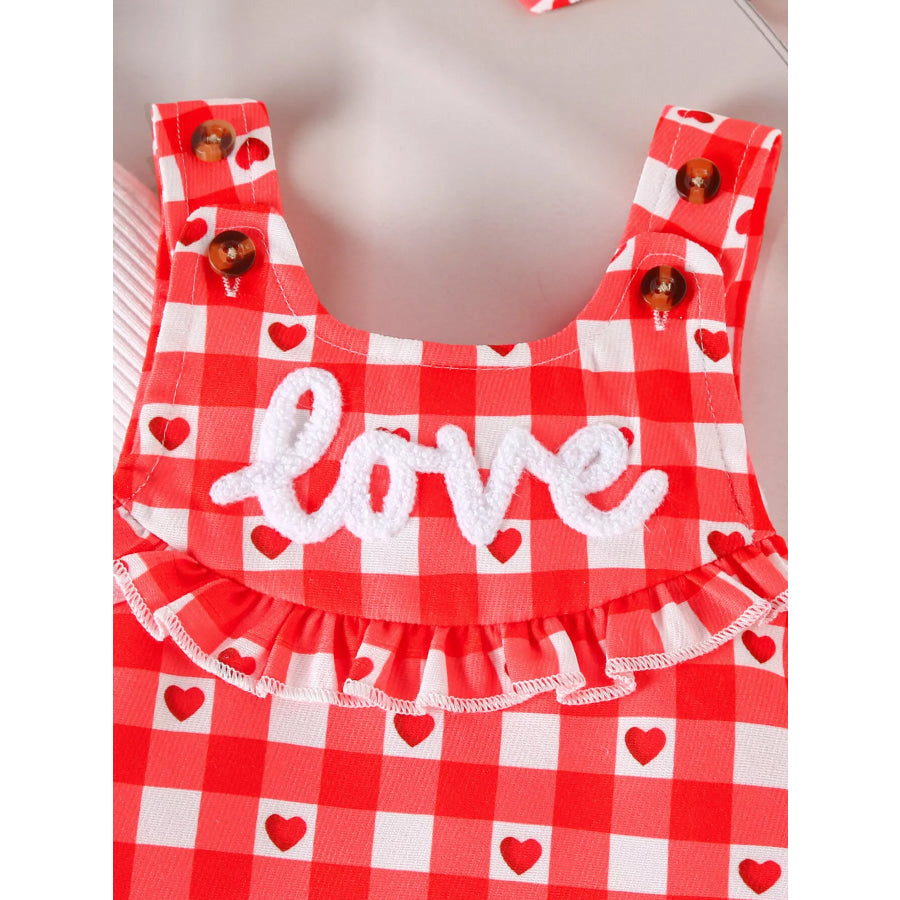 Children’s Ruffled Bodysuit and Gingham Dress Set with Headband Apparel and Accessories